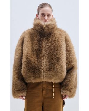 DARKPARK Celine Faux Fur Aviator Bomber Coat - Brown