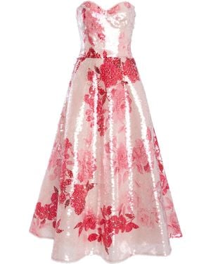 Monique Lhuillier Sweetheart Tea Length Cocktail Dress - Pink