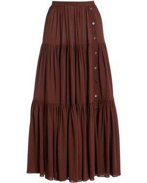 Michael Kors Tiered Silk Georgette Maxi Skirt - Brown