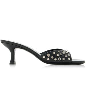 STAUD Brigitte Studded Leather Mules - Black