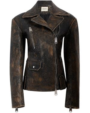 KHAITE Catalina Distressed Leather Jacket - Black