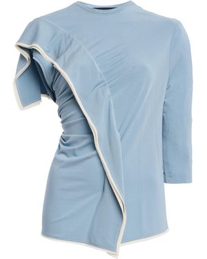 Ashlyn Shikaku Draped Jersey Top - Blue