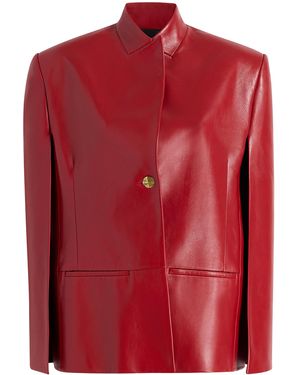 KHAITE Dolso Cape-Sleeve Plonge Leather Jacket - Red