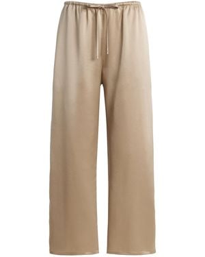 Leset Barb Satin Cropped Drawstring Pants - Natural