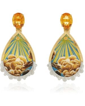 Silvia Furmanovich Sun King 18K Painting Earrings - Metallic