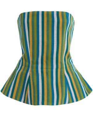 Marrakshi Life Exclusive The Striped Cotton Corset Top - Green