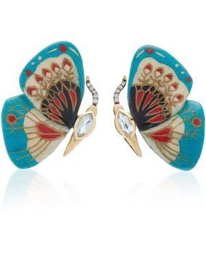 Silvia Furmanovich Marquetry Butterfly Diamond & Blue Topaz Earrings