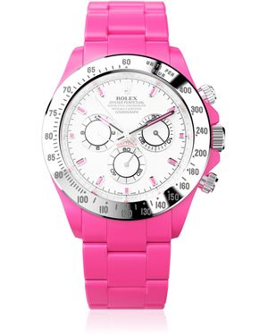 PRIVATE LABEL LONDON Rolex Daytona Ceramic Coated Stainless Steel Watch - Pink