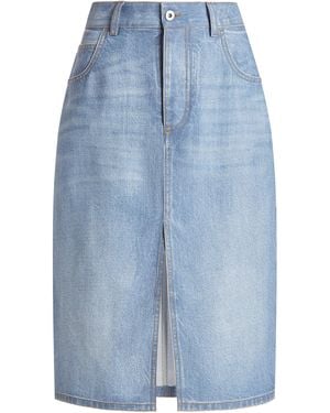 Bottega Veneta Denim-printed Midi Skirt - Blue