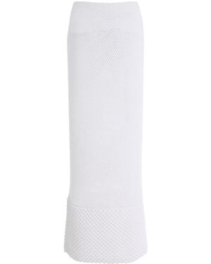 Brandon Maxwell The Iris Open-Knit Maxi Skirt - White