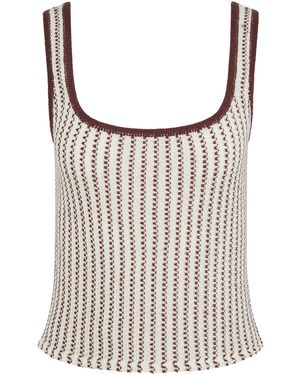 Onia Crochet Knit Square Neck Tank - Brown