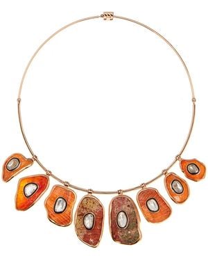 Dezso by Sara Beltran 18K Rose Miami Shell With Polki Diamonds Necklace - Metallic