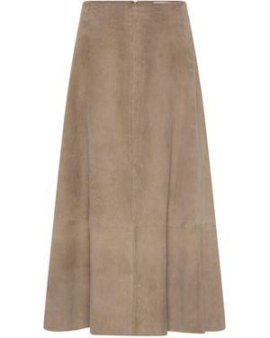 St. Agni Suede Circle Skirt - Natural