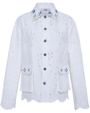 Siedres Elodie Cotton-Blend Embellished Jacket - Blue