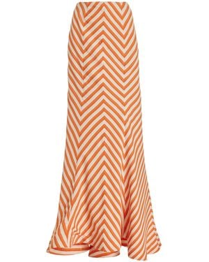Rosie Assoulin Lily Striped Crepe Maxi Skirt - Orange
