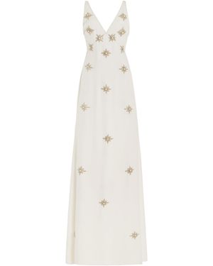 Cucculelli Shaheen Cabochon Medallion Silk Gown - White