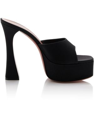 AMINA MUADDI Dalida Satin Platform Mules - Black