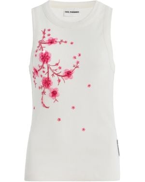 DES_PHEMMES Exclusive La Isla Classic Cotton Tank Top - White