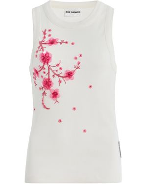 DES_PHEMMES Exclusive La Isla Classic Cotton Tank Top - White