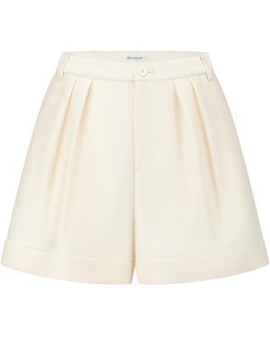 Into The East Wool-Silk Cuffed Shorts - Natural