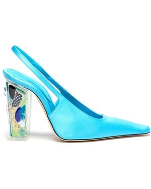 Paul Andrew Murano Satin Slingback Court Shoes - Blue
