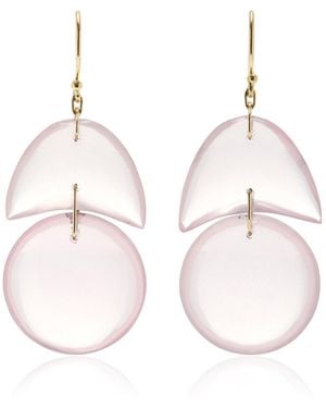 Ten Thousand Things Tiny Arp 18k Yellow Gold Quartz Earrings - Pink
