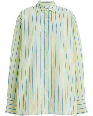 RENGGLI Stripe Boxy Long Sleeve Button Up - Green