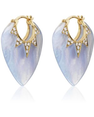 Sorellina Stone Guitar Pick 18K Multi-Stone Earrings - Blue