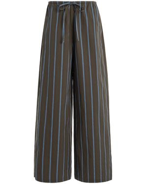 STAUD Mateo Striped Cotton Pants - Gray