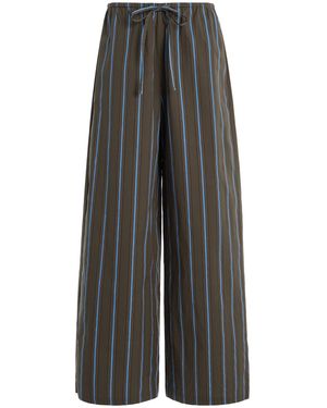STAUD Mateo Striped Cotton Pants - Gray