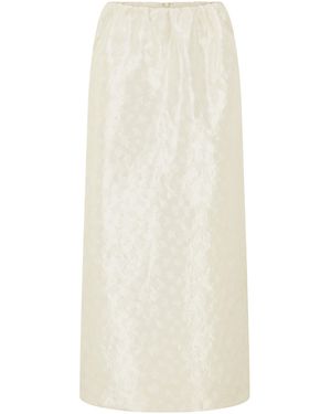 Harris Tapper Mies Embroidered Taffeta Maxi Skirt - White