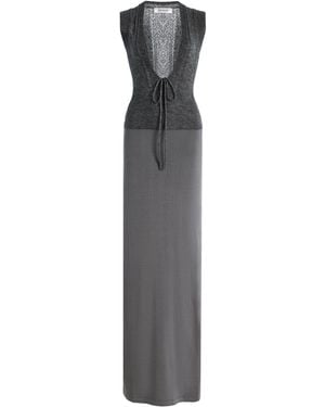 AYA MUSE Caius Wool-Cashmere-Silk Maxi Dress - Grey