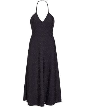 Markarian Sylvette Eyelet Jersey Midi Halter Dress - Blue
