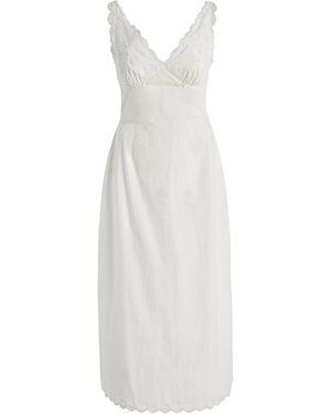Posse Exclusive Lois Broderie Anglaise Cotton Midi Dress - White
