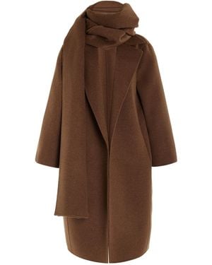 Oscar de la Renta Scarf-detailed Wool-cashmere Coat - Brown