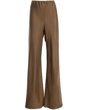 Kallmeyer Lior Straight Leg Silk Charmeuse Trousers - Brown
