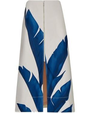 ANDRES OTALORA Isla Lejana Printed Cotton-Twill Midi Skirt - Blue