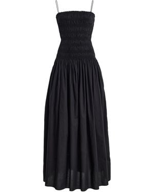 Matteau Shirred Cotton Drop-Waist Maxi Dress - Black