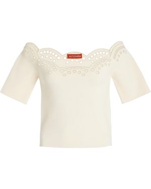 Altuzarra Posy Embroidered Knit Off-The-Shoulder Top - Natural
