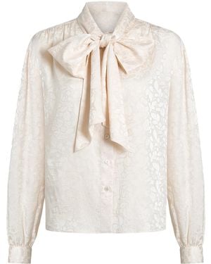 Aflalo Carmela Silk-Cotton Jacquard Blouse - Natural