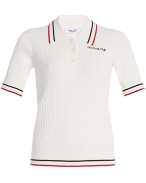 Sporty & Rich Cable-Knit Polo Shirt - White