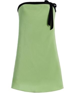 Rodarte Velvet-Trimmed Silk Crepe Bias Mini Dress - Green
