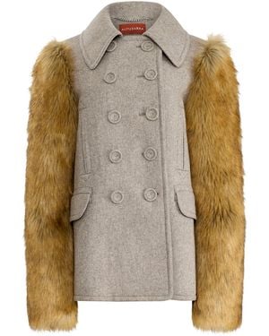Altuzarra Jordan Faux Fur-Trimmed Wool-Blend Coat - Brown