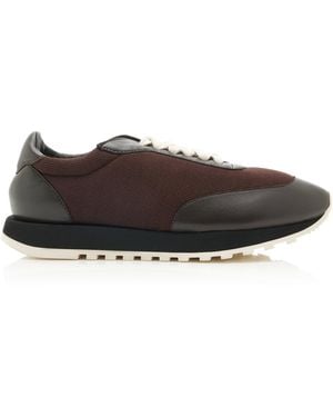 The Row Owen Leather-Trimmed Mesh Sneakers - Black
