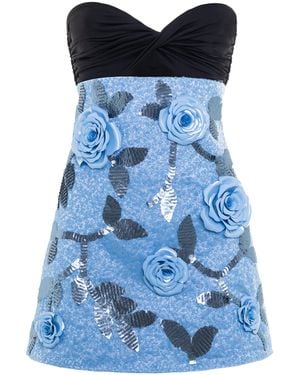 DES_PHEMMES Embellished Crepe Mini Dress - Blue