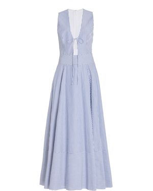 Brandon Maxwell Exclusive Lara Striped Cotton Maxi Dress - Blue