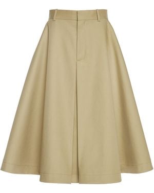 Bottega Veneta Fine Compact Cotton-Twill A-Line Skirt - Natural