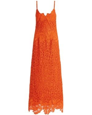 Jonathan Simkhai Phoenix Embroidered Lace Maxi Dress - Orange