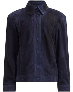 Aje. Varleta Suede Leather Jacket - Blue