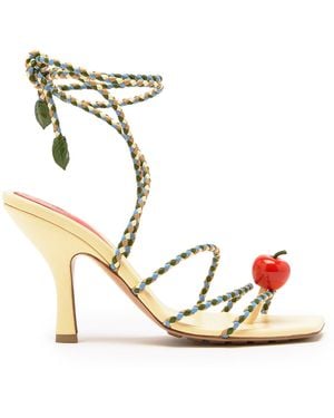 Bottega Veneta Adam Lace-Up Leather Sandals - Metallic
